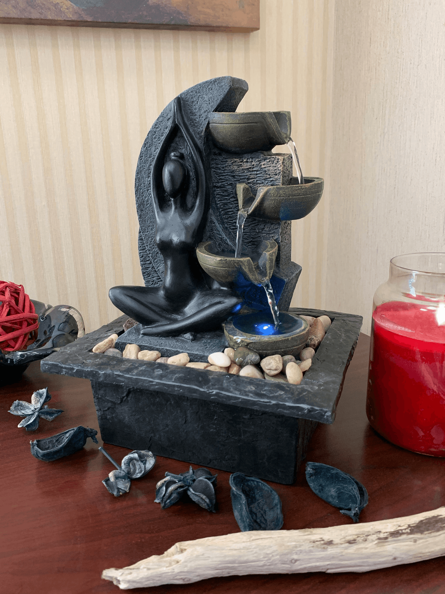 Felicity Tabletop Meditation Fountain With Led Light-1