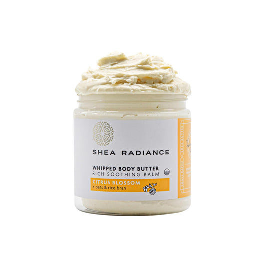 Shea Radiance P.U.R.E. Whipped Shea Butter with Colloidal Oatmeal - Whipped Body Butter Blended with Skin Soothing Oatmeal & Moisturizing Rice Bran Oil | Unscented (7 oz)